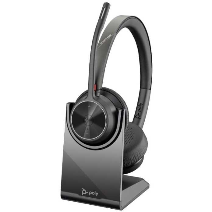 Casti Stereo HP Poly Voyager 4320, cu stand pentru incarcare, Microfon, USB-A, Bluetooth (Negru) Casti Stereo HP Poly Voyager 4320, cu stand pentru incarcare, Microfon, USB-A, Bluetooth (Negru)