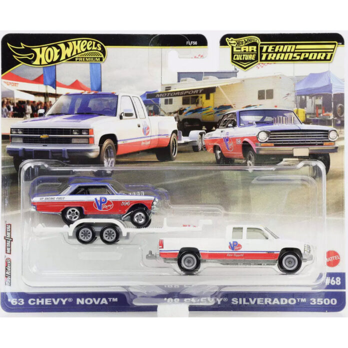 Transportator cu masinuta Hot Wheels, 63 Chevy Nova si 88 Chevy Silverado 3500, HRV42 Transportator cu masinuta Hot Wheels, 63 Chevy Nova si 88 Chevy Silverado 3500, HRV42