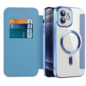 Husa MagSafe pentru Apple iPhone 12, Techsuit, SmartMag Book, Bleu Husa MagSafe pentru Apple iPhone 12, Techsuit, SmartMag Book, Bleu