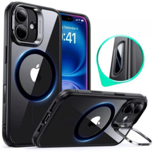 Husa MagSafe pentru Apple iPhone 16, ESR, Classic Hybrid Kickstand Slide, Neagra Transparenta Husa MagSafe pentru Apple iPhone 16, ESR, Classic Hybrid Kickstand Slide, Neagra Transparenta