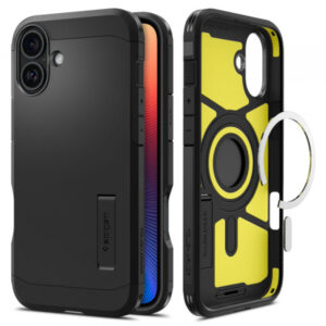 Husa MagSafe pentru Apple iPhone 16 Plus, Spigen, Tough Armor, Neagra Husa MagSafe pentru Apple iPhone 16 Plus, Spigen, Tough Armor, Neagra