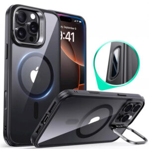 Husa MagSafe pentru Apple iPhone 16 Pro, ESR, Classic Hybrid Kickstand Slide, Neagra Transparenta Husa MagSafe pentru Apple iPhone 16 Pro, ESR, Classic Hybrid Kickstand Slide, Neagra Transparenta