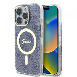Husa MagSafe pentru Apple iPhone 16, Guess, IML 4G, Albastra Husa MagSafe pentru Apple iPhone 16, Guess, IML 4G, Albastra