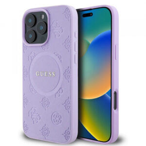 Husa MagSafe pentru Apple iPhone 16 Pro Max, Guess, Saffiano Peony Classic Logo, Mov Husa MagSafe pentru Apple iPhone 16 Pro Max, Guess, Saffiano Peony Classic Logo, Mov