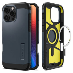 Husa MagSafe pentru Apple iPhone 16 Pro, Spigen, Tough Armor, Albastra Husa MagSafe pentru Apple iPhone 16 Pro, Spigen, Tough Armor, Albastra
