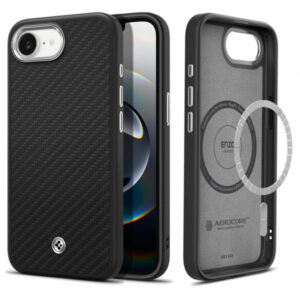 Husa MagSafe pentru Apple iPhone 16e, Spigen, Enzo Aramid, Neagra Mata Husa MagSafe pentru Apple iPhone 16e, Spigen, Enzo Aramid, Neagra Mata