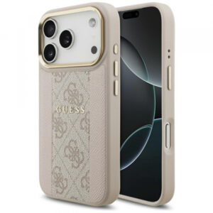 Husa MagSafe pentru Apple iPhone 17, Guess, 4G Stripe, Roz Husa MagSafe pentru Apple iPhone 17, Guess, 4G Stripe, Roz