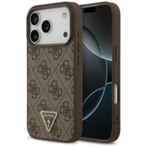 Husa MagSafe pentru Apple iPhone 17 Pro, Guess, 4G Triangle Strass, Maro Husa MagSafe pentru Apple iPhone 17 Pro, Guess, 4G Triangle Strass, Maro