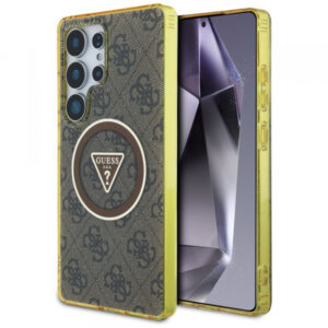 Husa MagSafe pentru Samsung Galaxy S25 Ultra S938, Guess, IML Glitter 4G Circle Triangle, Maro Husa MagSafe pentru Samsung Galaxy S25 Ultra S938, Guess, IML Glitter 4G Circle Triangle, Maro
