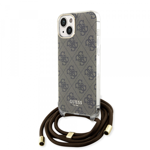 Husa pentru Apple iPhone 15, Guess, 4G IML Printed Crossbody, Maro Husa pentru Apple iPhone 15, Guess, 4G IML Printed Crossbody, Maro
