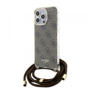 Husa pentru Apple iPhone 15 Pro Max, Guess, Crossbody Cord 4G Print, Maro Husa pentru Apple iPhone 15 Pro Max, Guess, Crossbody Cord 4G Print, Maro