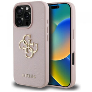 Husa pentru Apple iPhone 16 Pro, Guess, 4G Big Logo, Roz Husa pentru Apple iPhone 16 Pro, Guess, 4G Big Logo, Roz