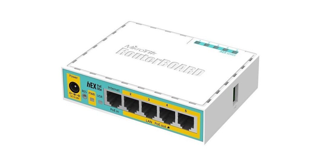 Router Ethernet MikroTik hEX lite RB750r2, 5 x 10/100 Mbps, PoE in