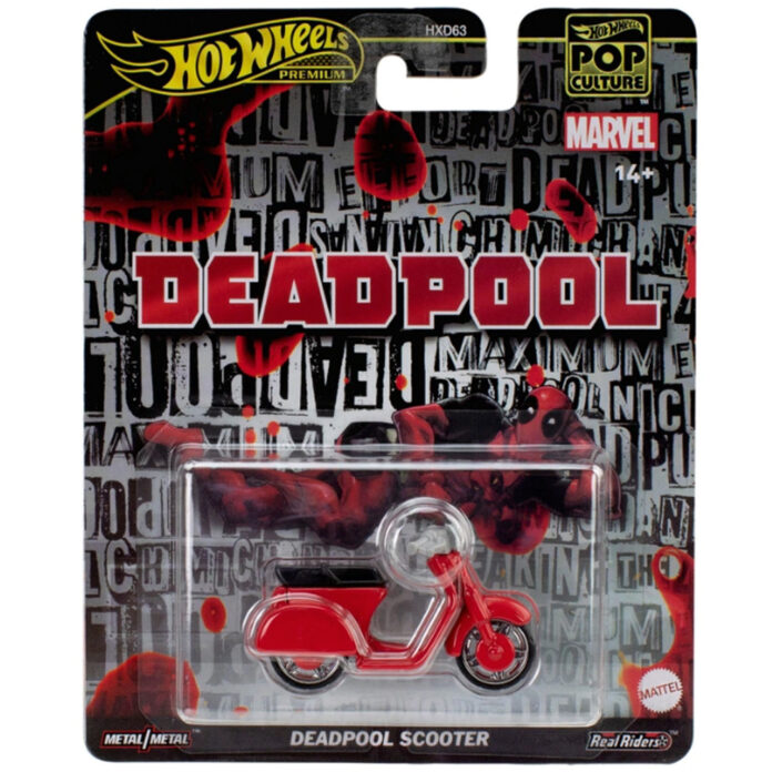 Scuter metalic, Hot Wheels Premium, Pop Culture, Deadpool Scooter, JBL70 Scuter metalic, Hot Wheels Premium, Pop Culture, Deadpool Scooter, JBL70