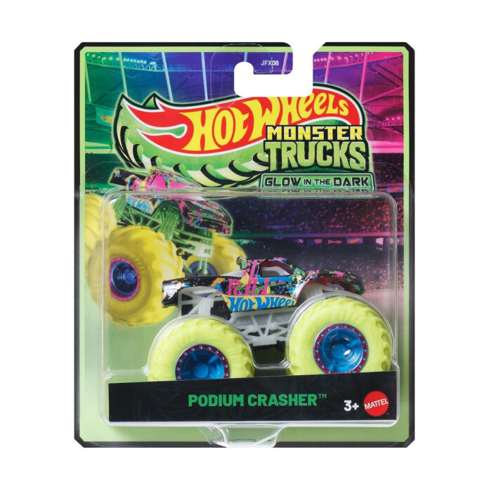 Masina Hot Wheels, Monster Truck, Glow In The Dark, Podium Crasher, JFX09 Masina Hot Wheels, Monster Truck, Glow In The Dark, Podium Crasher, JFX09