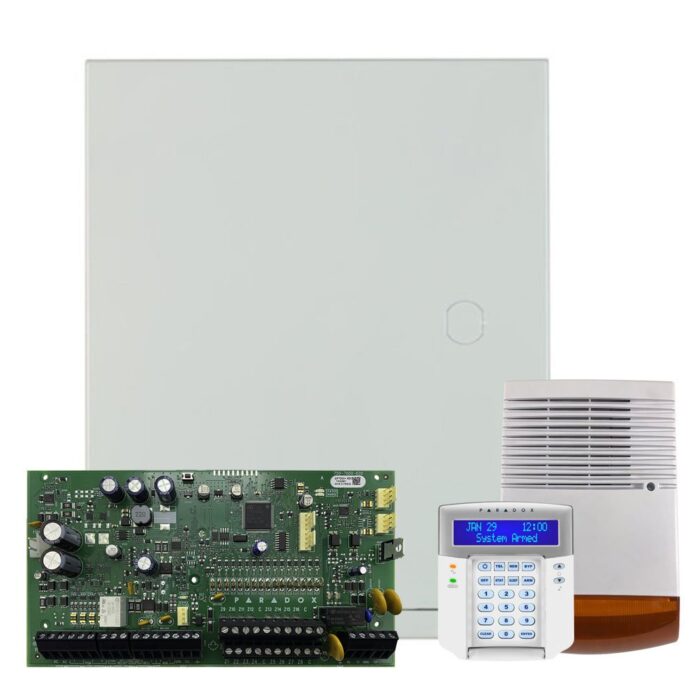 Kit alarma antiefractie Paradox Spectra SP7000+K32LCD+SL-900B, 2 partitii, 16-32 zone, 32 utilizatori, cutie cu traf Kit alarma antiefractie Paradox Spectra SP7000+K32LCD+SL-900B, 2 partitii, 16-32 zone, 32 utilizatori, cutie cu traf