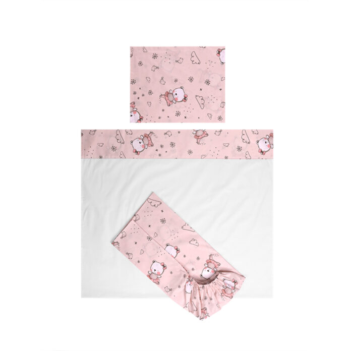 Set lenjerie pat, 3 piese, bumbac ranforce, Lorelli Tiny Dream, 60 x 120 cm, Pink Ballerina Bear Set lenjerie pat, 3 piese, bumbac ranforce, Lorelli Tiny Dream, 60 x 120 cm, Pink Ballerina Bear