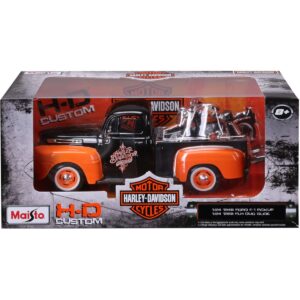 Set masina si motocicleta, Maisto, H-D Custom, 1948 Ford F1 Pick Up si 1958 FLH Duo Glide, 1:24 Set masina si motocicleta, Maisto, H-D Custom, 1948 Ford F1 Pick Up si 1958 FLH Duo Glide, 1:24