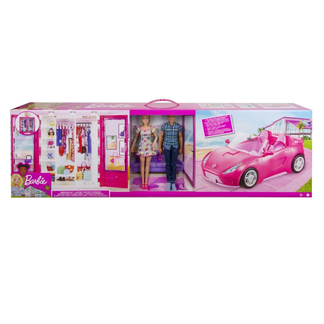 Set de joaca cu 2 papusi Barbie si Ken, Dress Up and Go Closet, GVK05 Set de joaca cu 2 papusi Barbie si Ken, Dress Up and Go Closet, GVK05