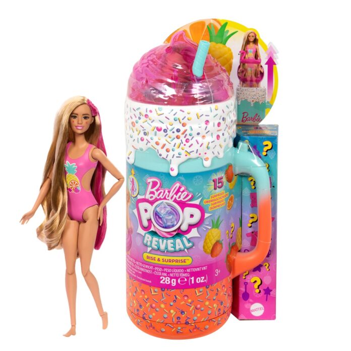 Papusa cu accesorii, Barbie, Color Pop Reveal Rise and Surprise Fruit, HRK57 Papusa cu accesorii, Barbie, Color Pop Reveal Rise and Surprise Fruit, HRK57