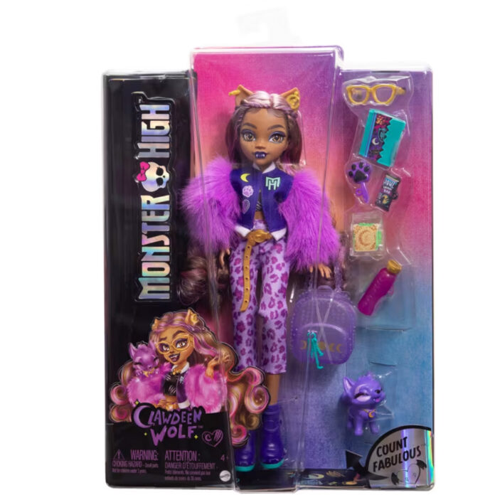 Papusa cu animal de companie, Monster High, Clawdeen Wolf, HRP65 Papusa cu animal de companie, Monster High, Clawdeen Wolf, HRP65
