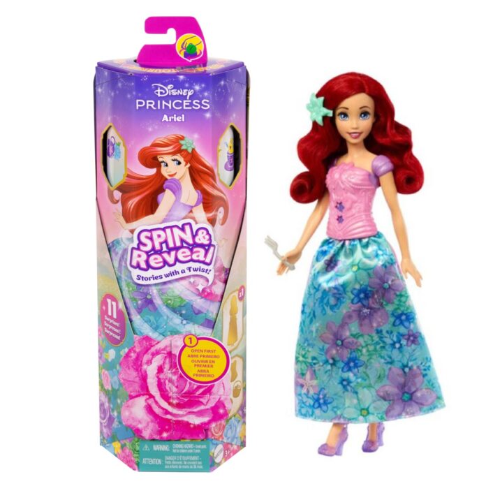 Papusa cu accesorii surpriza, Disney Princess, Spin And Reveal, Ariel, HTV88 Papusa cu accesorii surpriza, Disney Princess, Spin And Reveal, Ariel, HTV88