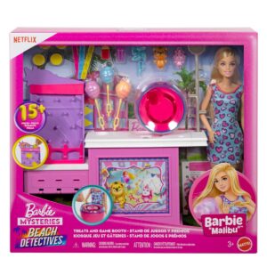 Set de joaca cu papusa Malibu, Barbie, Mysteries Beach Detectives, Cotton Candy, JFV67 Set de joaca cu papusa Malibu, Barbie, Mysteries Beach Detectives, Cotton Candy, JFV67