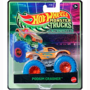 Masina Hot Wheels, Monster Truck, Glow In The Dark, Podium Crasher, JFX12 Masina Hot Wheels, Monster Truck, Glow In The Dark, Podium Crasher, JFX12