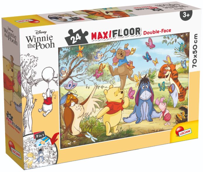 Puzzle de podea 2 in 1 Lisciani Disney Winnie The Pooh, Maxi, 24 piese Puzzle de podea 2 in 1 Lisciani Disney Winnie The Pooh, Maxi, 24 piese