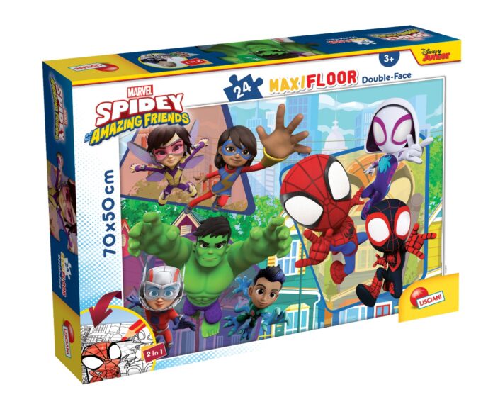 Puzzle de podea 2 in 1 Lisciani Marvel Spidey si prietenii lui uimitori, Maxi, 24 piese Puzzle de podea 2 in 1 Lisciani Marvel Spidey si prietenii lui uimitori, Maxi, 24 piese