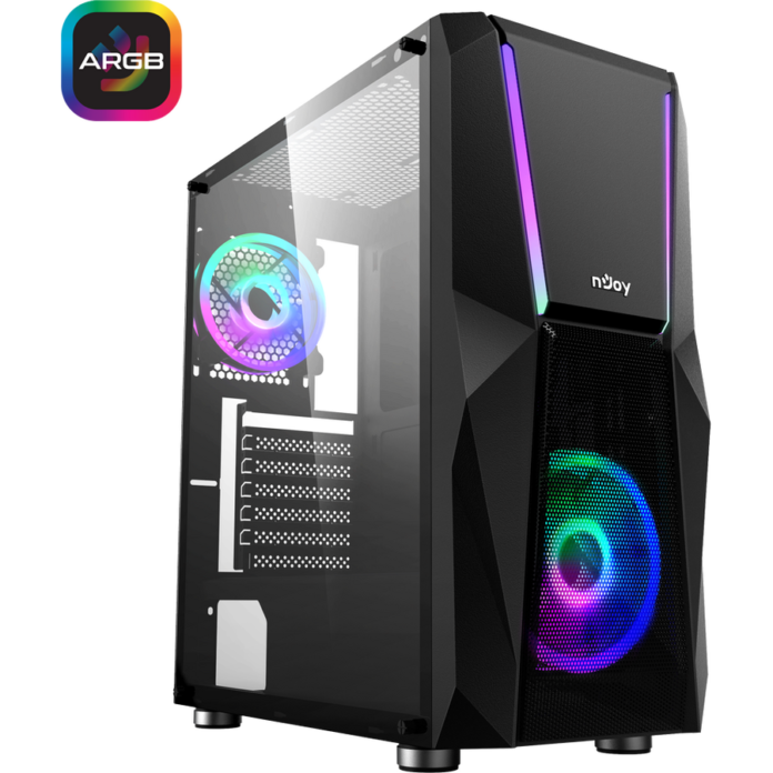 Carcasa nJoy Anil, RGB, Middle Tower, ATX, fara sursa, Negru Carcasa nJoy Anil, RGB, Middle Tower, ATX, fara sursa, Negru