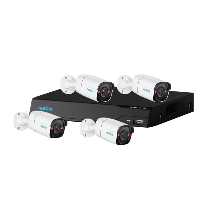 Sistem supraveghere IP exterior Reolink NVS8-5MB4, 4 camere, 5 MP, IR 30 m, 2.8 mm, microfon si difuzor, detectie om/vehicul, HDD 2 TB Sistem supraveghere IP exterior Reolink NVS8-5MB4, 4 camere, 5 MP, IR 30 m, 2.8 mm, microfon si difuzor, detectie om/vehicul, HDD 2 TB