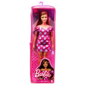 Papusa Barbie Fashionistas Satena cu rochie roz cu buline Papusa Barbie Fashionistas Satena cu rochie roz cu buline