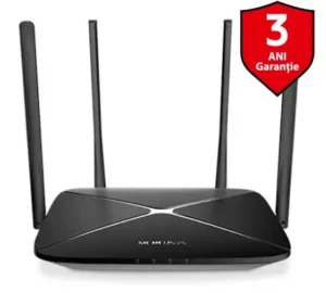 Router Wireless Mercusys AC12G, Gigabit, Dual Band, 1200 Mbps, 4 Antene externe (Negru) Router Wireless Mercusys AC12G, Gigabit, Dual Band, 1200 Mbps, 4 Antene externe (Negru)