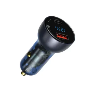 Incarcator Auto Baseus Dual Quick Charger Particular Digital Display, 1 x USB, 1 x USB-C, 65W, Gri Incarcator Auto Baseus Dual Quick Charger Particular Digital Display, 1 x USB, 1 x USB-C, 65W, Gri