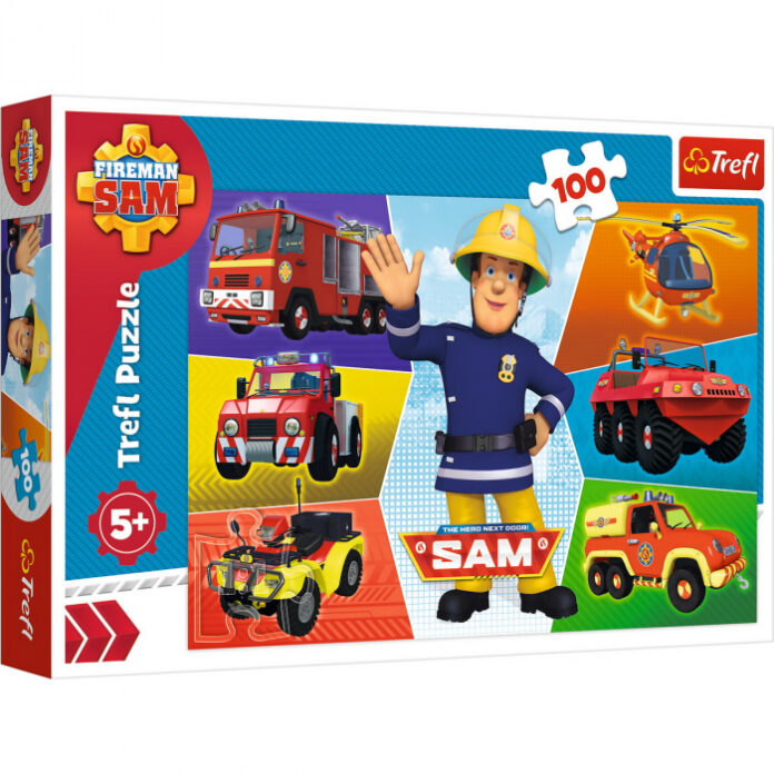 Puzzle Trefl Masinile pompierului Sam, 100 piese Puzzle Trefl Masinile pompierului Sam, 100 piese