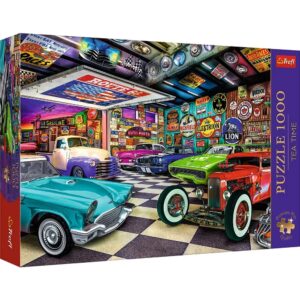 Puzzle Trefl Premium Plus - Tea Time, Garajul Colectionarului De Masini, 1000 piese Puzzle Trefl Premium Plus - Tea Time, Garajul Colectionarului De Masini, 1000 piese