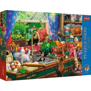 Puzzle Trefl Premium Plus - Tea Time, Pisici Nazdravane, 1000 piese Puzzle Trefl Premium Plus - Tea Time, Pisici Nazdravane, 1000 piese