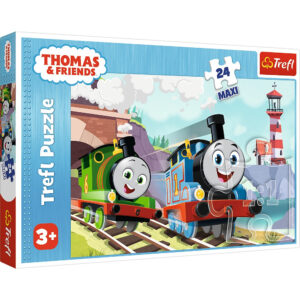 Puzzle Maxi Trefl Thomas & Friends, Tom si Percy pe linii, 24 piese Puzzle Maxi Trefl Thomas & Friends, Tom si Percy pe linii, 24 piese