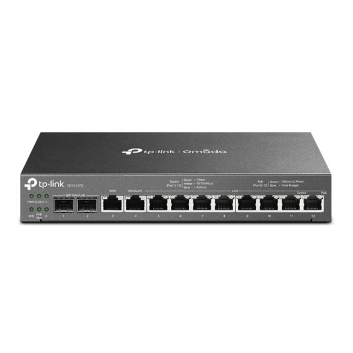 Router 3-in-1 cu 8 porturi Gigabit Omada TP-Link Multi-WAN ER7212PC, VPN, 1200MHz, Negru Router 3-in-1 cu 8 porturi Gigabit Omada TP-Link Multi-WAN ER7212PC, VPN, 1200MHz, Negru