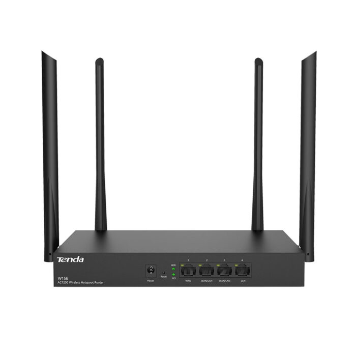 Router wireless Gigabit Dual Band Tenda W15E, 4 porturi, 2.4/5.0 GHz, 1200 Mbps Router wireless Gigabit Dual Band Tenda W15E, 4 porturi, 2.4/5.0 GHz, 1200 Mbps