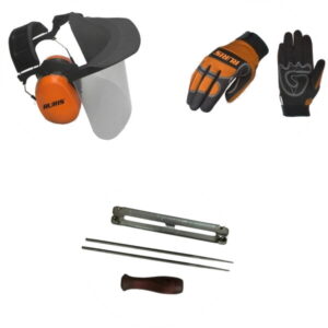 Kit motoferastrau :casca multifunctionala, manusi, dispozitiv pila cu maner Kit motoferastrau :casca multifunctionala, manusi, dispozitiv pila cu maner