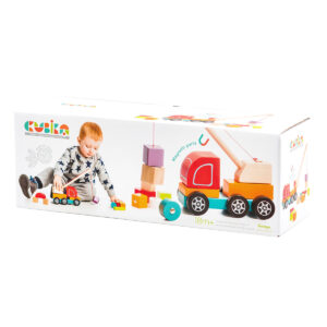 Joc din lemn, Cubika, Macara si cuburi de constructie Joc din lemn, Cubika, Macara si cuburi de constructie