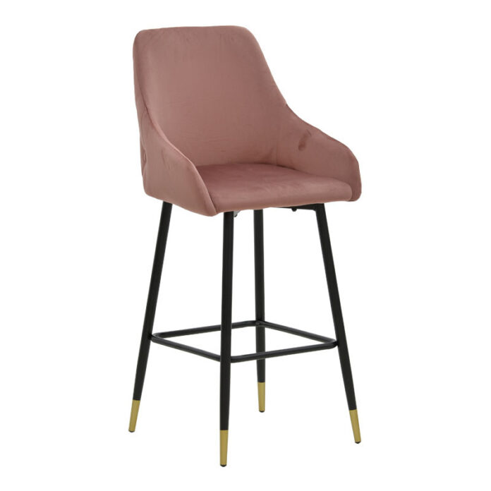 Scaun de bar Lithe picioare metal auriu negru - catifea mar putred 47x44x98cm Scaun de bar Lithe picioare metal auriu negru - catifea mar putred 47x44x98cm
