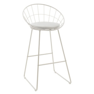 Scaun de bar Seth sarma metalica alba cu perna pvc alb Scaun de bar Seth sarma metalica alba cu perna pvc alb