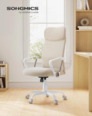 Scaun de birou Songmics crem 59x58x114.7-122.7 cm Scaun de birou Songmics crem 59x58x114.7-122.7 cm