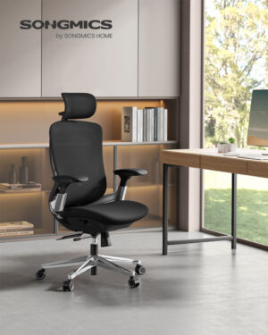 Scaun de birou, Songmics, Negru, 69.5x63x115-125 cm Scaun de birou, Songmics, Negru, 69.5x63x115-125 cm