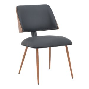 Scaun Ubane negru piele ecologica PU si picioare din metal nuc 53x62.5x85 cm Scaun Ubane negru piele ecologica PU si picioare din metal nuc 53x62.5x85 cm