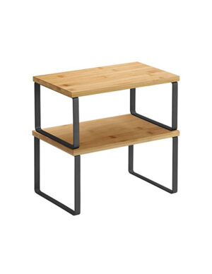 Set 2 organizatoare pentru rafturi dulap de bucatarie, Vasagle, Bambus, KCS02NB, Negru Set 2 organizatoare pentru rafturi dulap de bucatarie, Vasagle, Bambus, KCS02NB, Negru