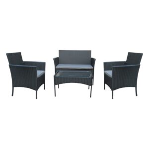 Set 4 buc masă și scaune de grădină Calmness Negru 104x55.5x79 cm Set 4 buc masă și scaune de grădină Calmness Negru 104x55.5x79 cm